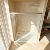 56-60in x 72in Aluminum Frame Double Sliding Shower Door, Brushed Nickel, 6mm