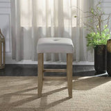 Counter Height Stool Set of 2, Gray Synthetic Leather, Oak Finish