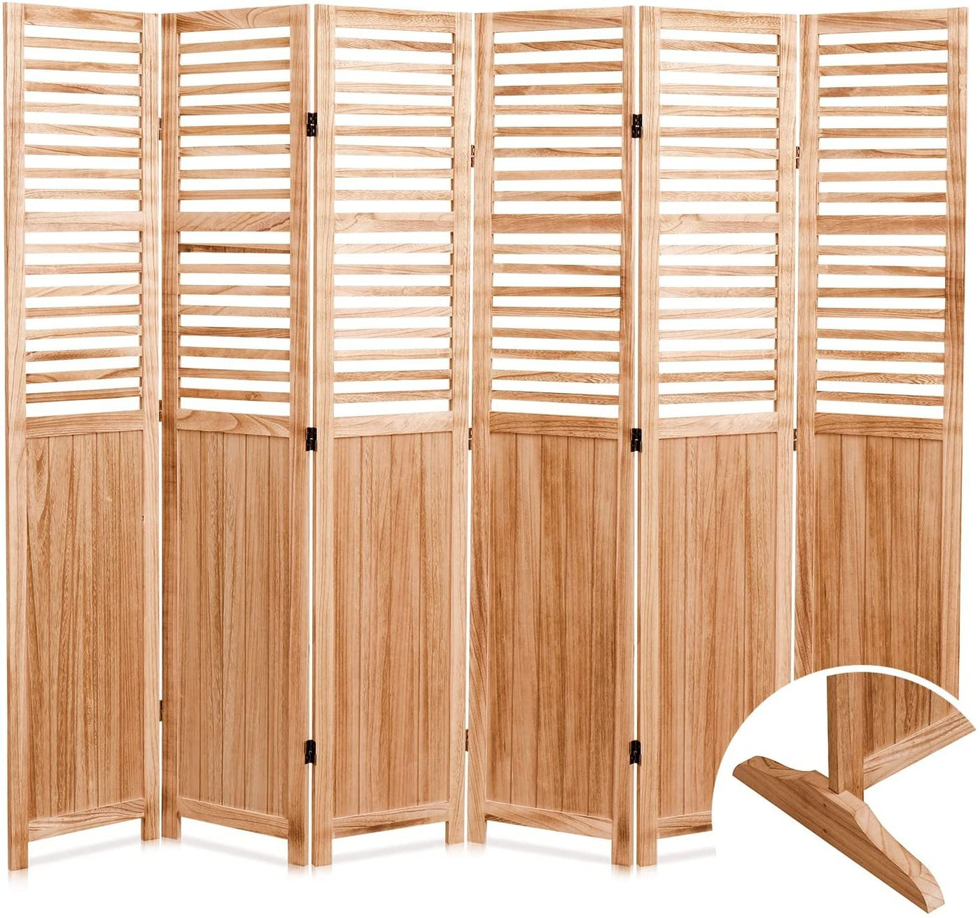 6-Panel Solid Wood Folding Room Divider 82.8" W x 65" H