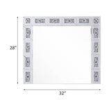 Accent Wall Mirror - Faux Diamond Frame - LED Lights - 24" x 24"