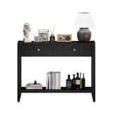 Engineered Wood Console Table with Storage Black