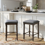 Swivel Counter Stools - Rubber Wood - Washed Gray - Set of 2