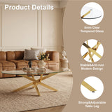 Oval Glass Dining Table Gold 39"