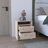 Nightstand - Two Drawers - Light Gray - 19.9" H x 15.7" W