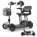 Mobility Scooter Folding Lightweight Metal Gray USB Port Travel Compact
