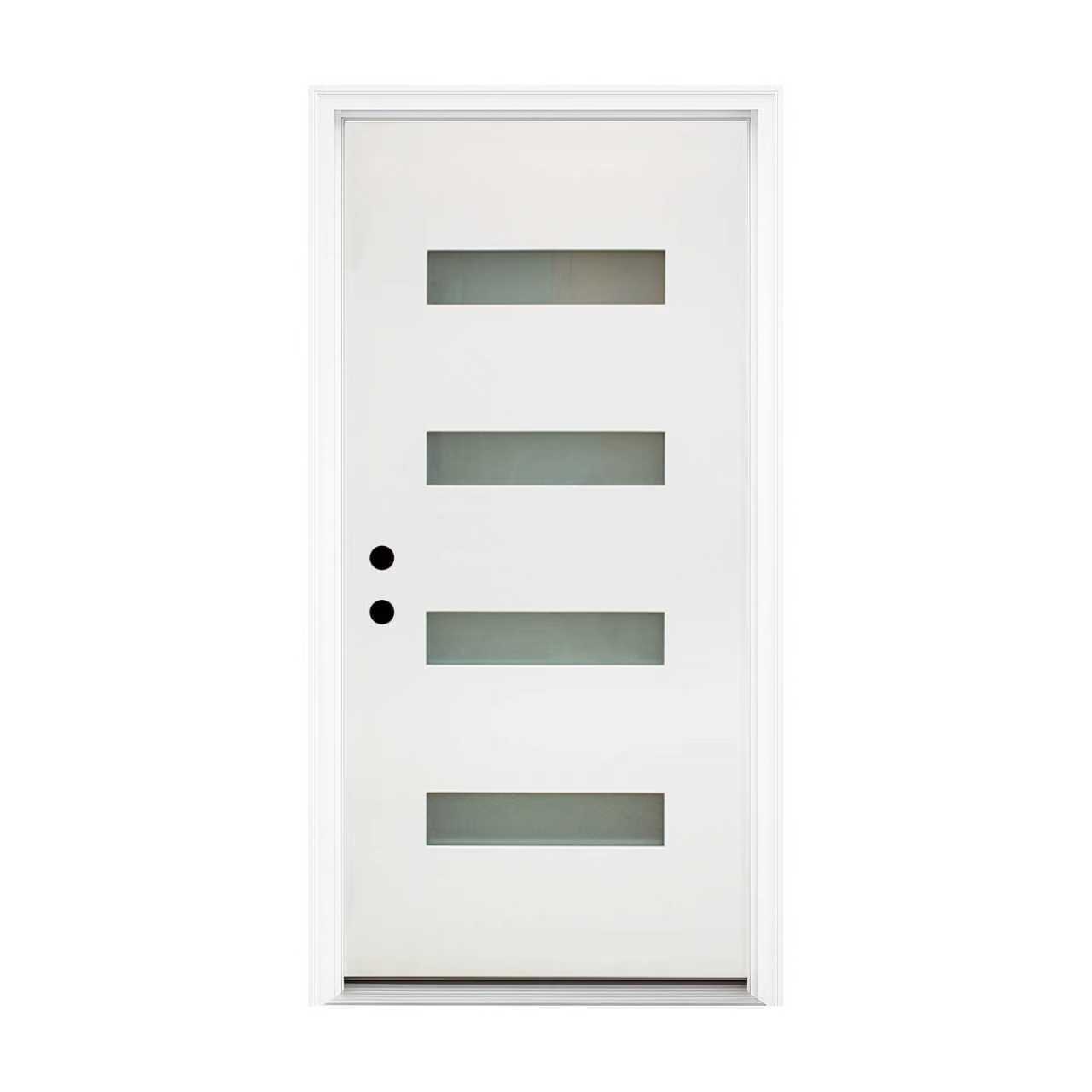 36x80 Fiberglass Entry Door 4-Lite Frosted Glass Right Hand