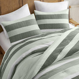 Comforter Set 3-Piece - Striped Textured Print, Sage, King/Cal King