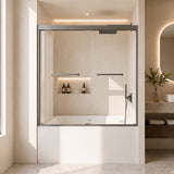 56-60" W x 60" H Tempered Glass Aluminum Sliding Shower Door