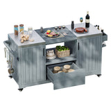 Outdoor Grill Island Cart 66.5" Stainless Steel Tabletop