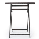 Wicker Bar Table Set Brown Multi
