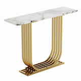Engineered Wood Console Table White/Gold