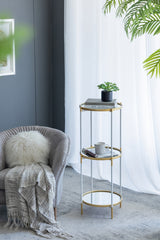 White and Gold 3-Tier Shelf Cabinet 16x39.5