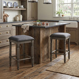 Swivel Counter Stools - Rubber Wood - Washed Gray - Set of 2