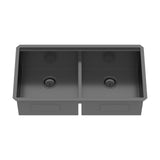 Double Bowl (50/50) Undermount Kitchen Sink- 33"x19"x10" Gunmetal Black 16 Gauge
