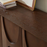 4 Door Accent Cabinet with Solid Wood Carved Doors, Adjustable Shelves