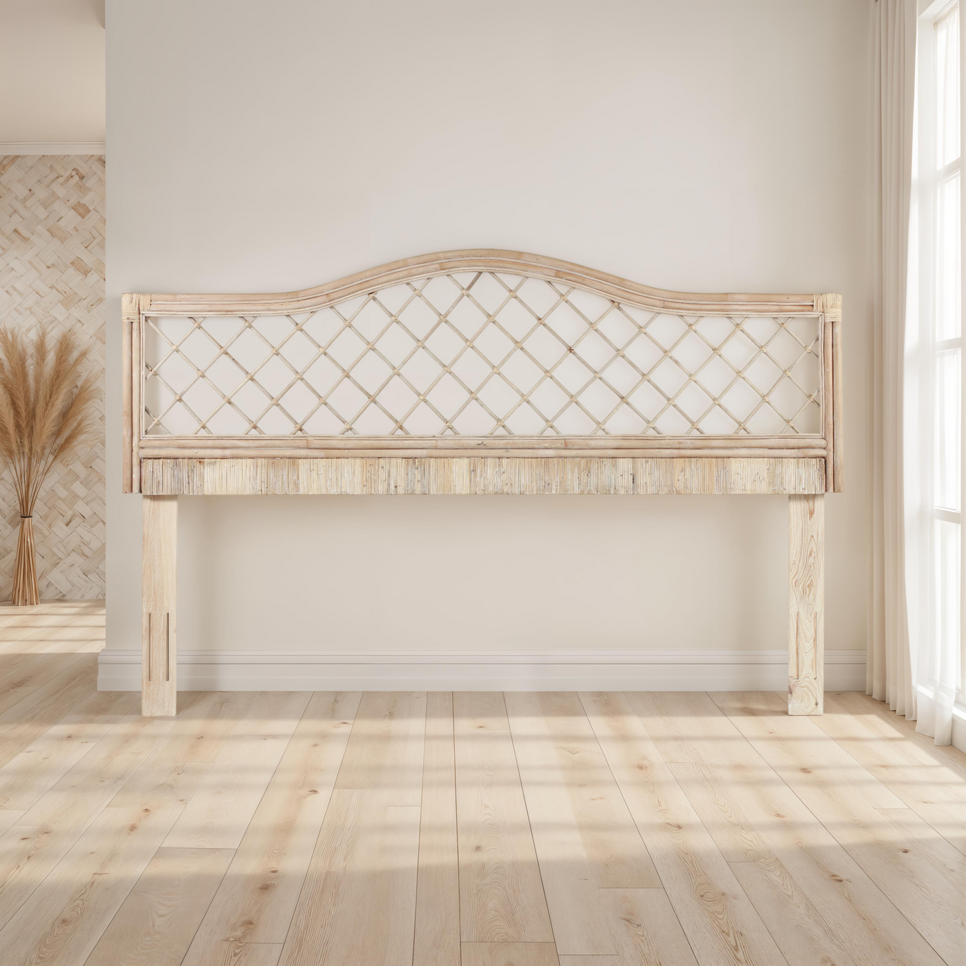 King Size Rattan Adjustable Bed Headboard