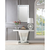 Accent Wall Mirror - Beveled Mirrored Trim - Faux Crystal Inlay