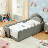 Twin Upholstered Platform Bed Grey