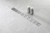 28" Linear Shower Drain with Brick Grate, Stainless Steel Hair Strainer
