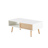 Solid Wood Coffee Table with Storage White