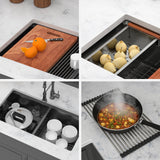 Double Bowl (50/50) Undermount Kitchen Sink- 33"x19"x10" Gunmetal Black 16 Gauge