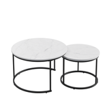 Round Wood Nesting Tables Set of 2 White