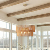 23.62" Handwoven Woven Paper Rattan Chandelier