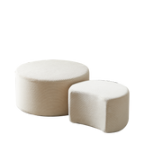 Round Corduroy Nesting Tables Set of 2 Beige