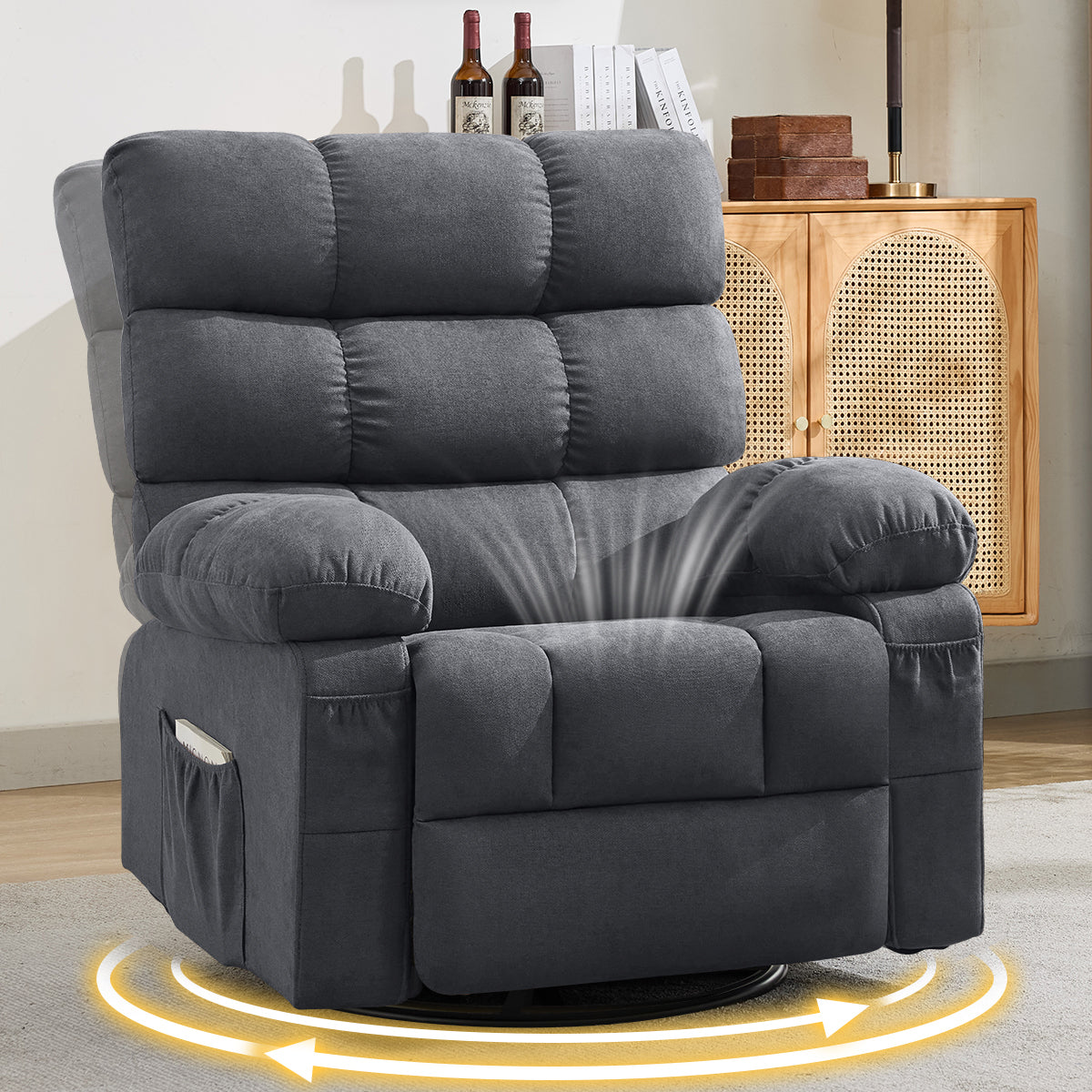 Swivel Rocker Recliner Chair 360 Degree Manual Recline