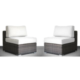 Outdoor Sectional Set HDPE Wicker Aluminum Brown Armless 2 Piece 300 LB