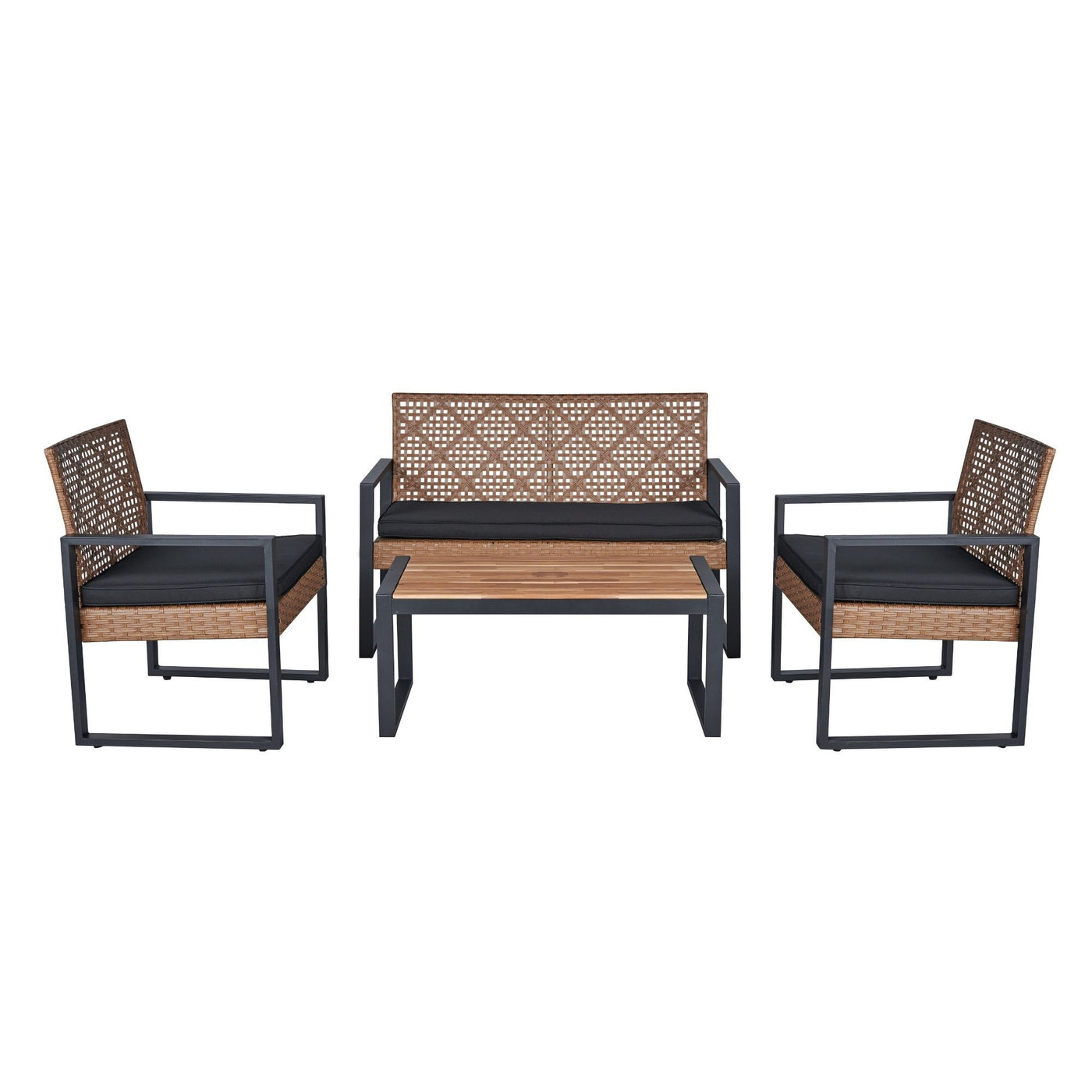 Modern 4-Piece Patio Furniture Set with Acacia Wood Table