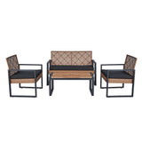 Modern 4-Piece Patio Furniture Set with Acacia Wood Table