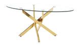 Oval Glass Dining Table Gold 39"