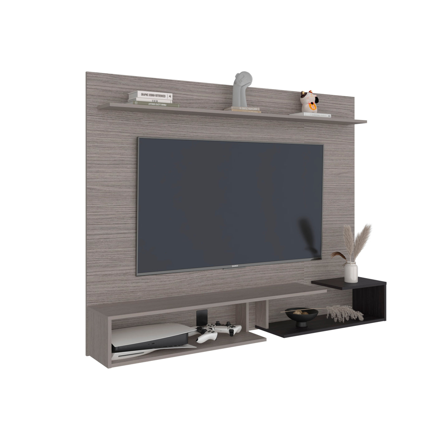 65" TV Stand with 5 Open Shelves Media Console