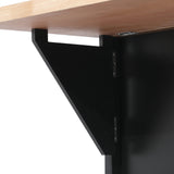 K&K 56.5'' Kitchen Island with Drop Leaf, Power Outlet, Embossed Vertical Stripe