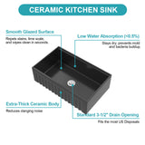 33" Matte Black Farmhouse Kitchen Sink Workstation