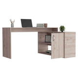 L-Shaped Writing Desk - Two Shelves - Single Door Cabinet