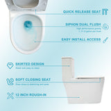 Ceramic One Piece Toilet for Bathroom, 12-inch Rough-In, 1.1/1.6 GPF