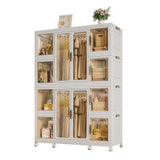 Wardrobe Closet Organizer PP White 12-Cube Hanging Rod 44.09x60.24 In