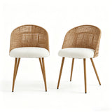 Metal Dining Chair Beige/Brown