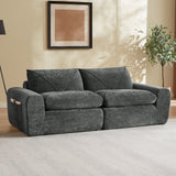 Sofa Modern Chenille Dark Gray 2 Seat with Footrest Compact 85 In