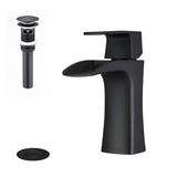 ADA Waterfall Single Handle Brass Bathroom Faucet Matte Black