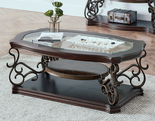 Glass Top Cocktail Coffee Table Metal Legs 52" x 32" x 20