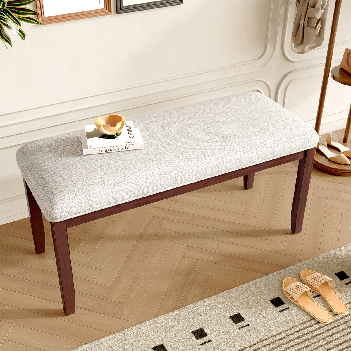 Upholstered Bench for Bedroom End of Bed,38-inch Entryway Bench for Living Room,