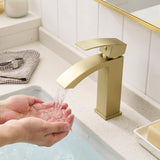 Brushed Gold Single Hole Bathroom Sink Faucet Modern