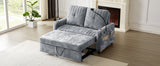 Chenille Loveseat with Storage Sleeper Grey 54"