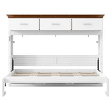 White Twin Size Murphy Bed with 3 Drawers, LVL + MDF Frame, 85.6''L x 15.1''W x 60.5''H