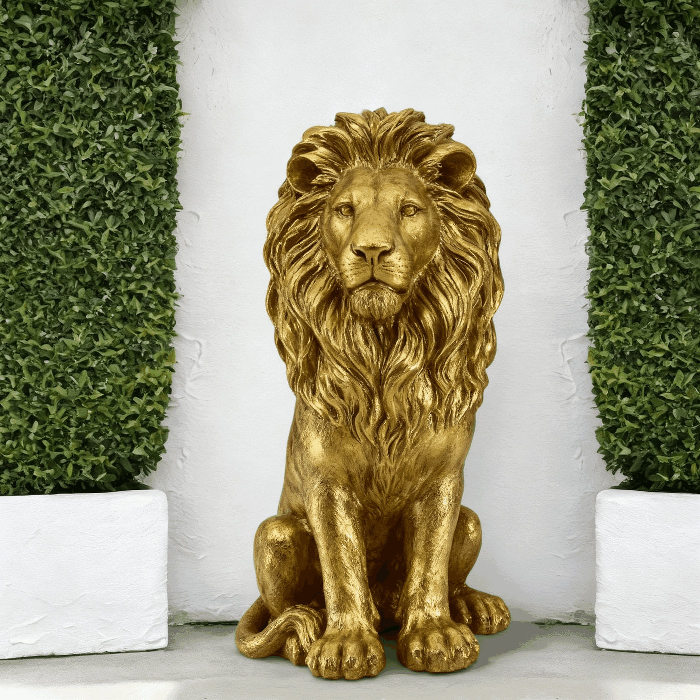 24" Lion Resin Outdoor Statue Garden Sculpture Decor