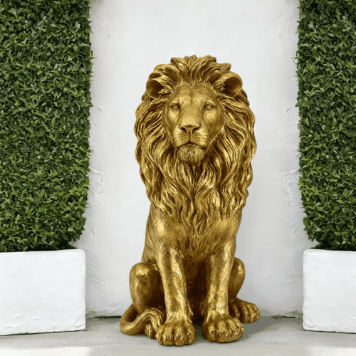 24" Lion Resin Outdoor Statue Garden Sculpture Decor