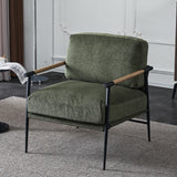 Lounge Chair Contemporary Fabric Green Solid Wood Frame 29 In